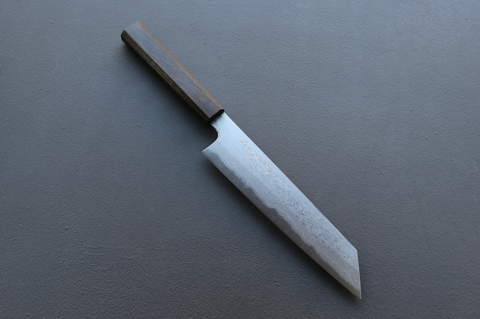 Yoshikazu Tanaka Blue1 Damascus Kiritsuke 210mm w/Black Oak Handle - Thecooksedge