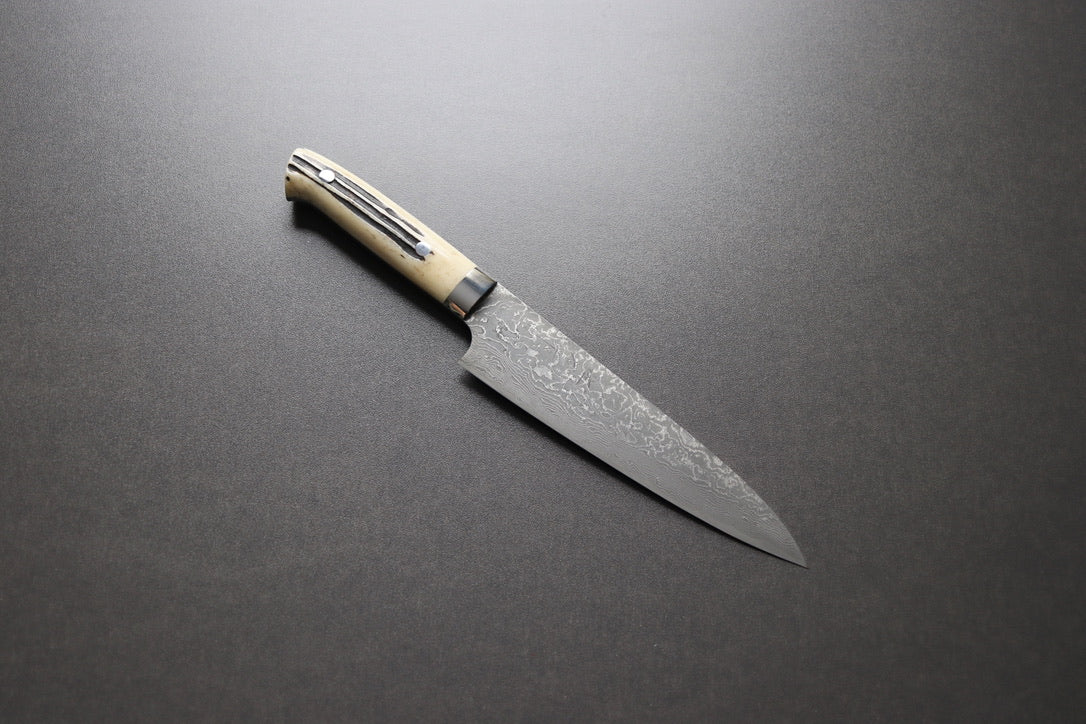 Takeshi Saji R2 Damascus Gyuto 180mm Staghorn Handle - Thecooksedge