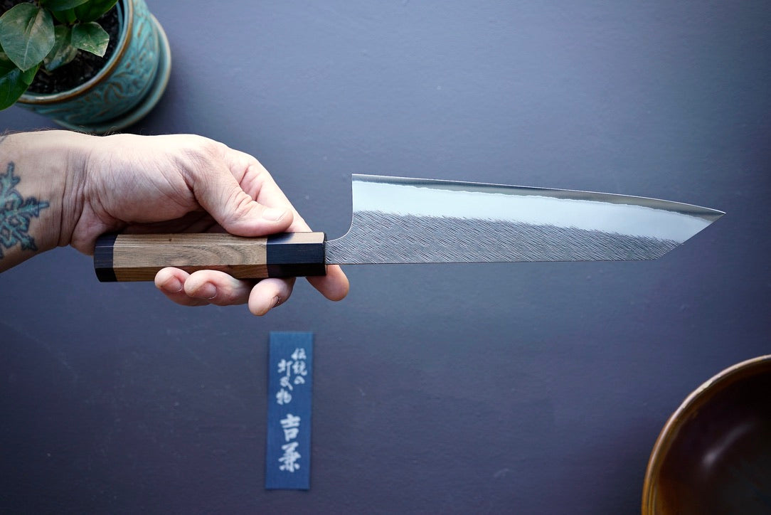 Yoshikane White #2 Kurouchi Tuschime Kiristuke Gyuto 210mm - Thecooksedge