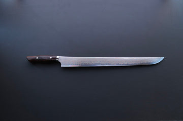 Nigara Hamono Rainbow Damascus Sakimaru Sujihiki 450mm - Thecooksedge