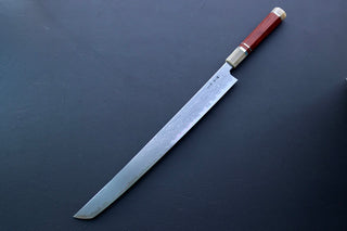 Nakagawa x Myojin Blue1 Damascus Sakimaru Sujihiki 390mm - Thecooksedge