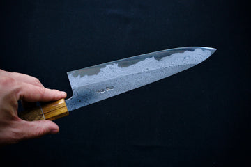 Yoshikazu Tanaka White#1 Damascus Gyuto 240mm w/Spalted Maple Handle - Thecooksedge