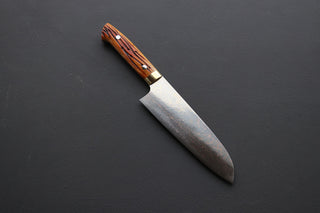 Takeshi Saji VG10 Rainbow Damascus Santoku 180mm - Thecooksedge