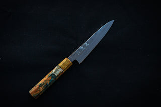 Nakagawa Hamono Silver3 Petty 150mm W/ Stabilized Birch Handle - Thecooksedge