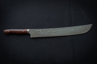 Takeshi Saji R2 Diamond Damascus Sakimaru Sujihiki 390mm - Thecooksedge