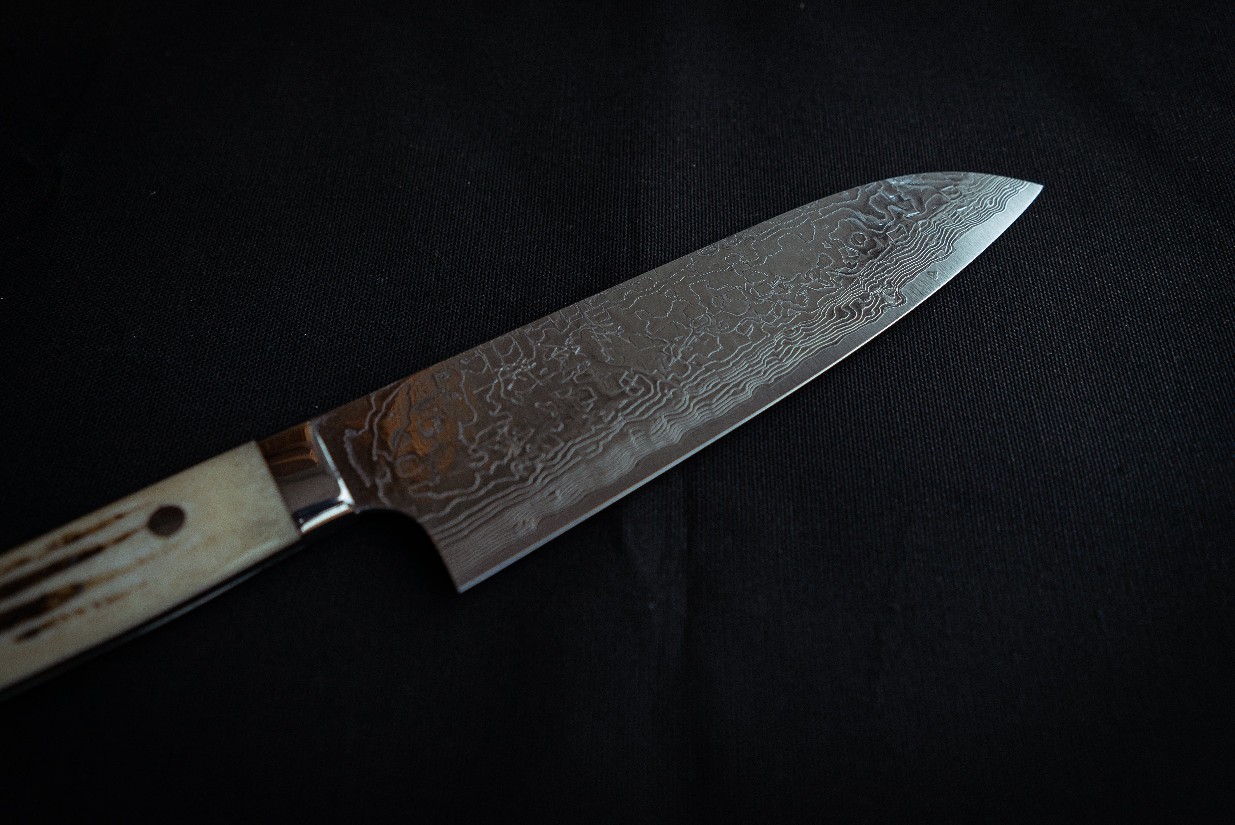 Takeshi Saji R2 Diamond Damascus Santoku 180mm - Thecooksedge