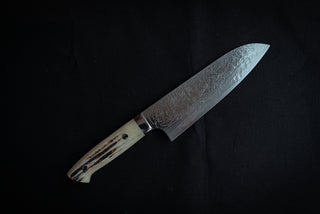 Takeshi Saji R2 Diamond Damascus Santoku 180mm - Thecooksedge
