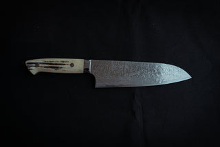 Takeshi Saji R2 Diamond Damascus Santoku 180mm - Thecooksedge
