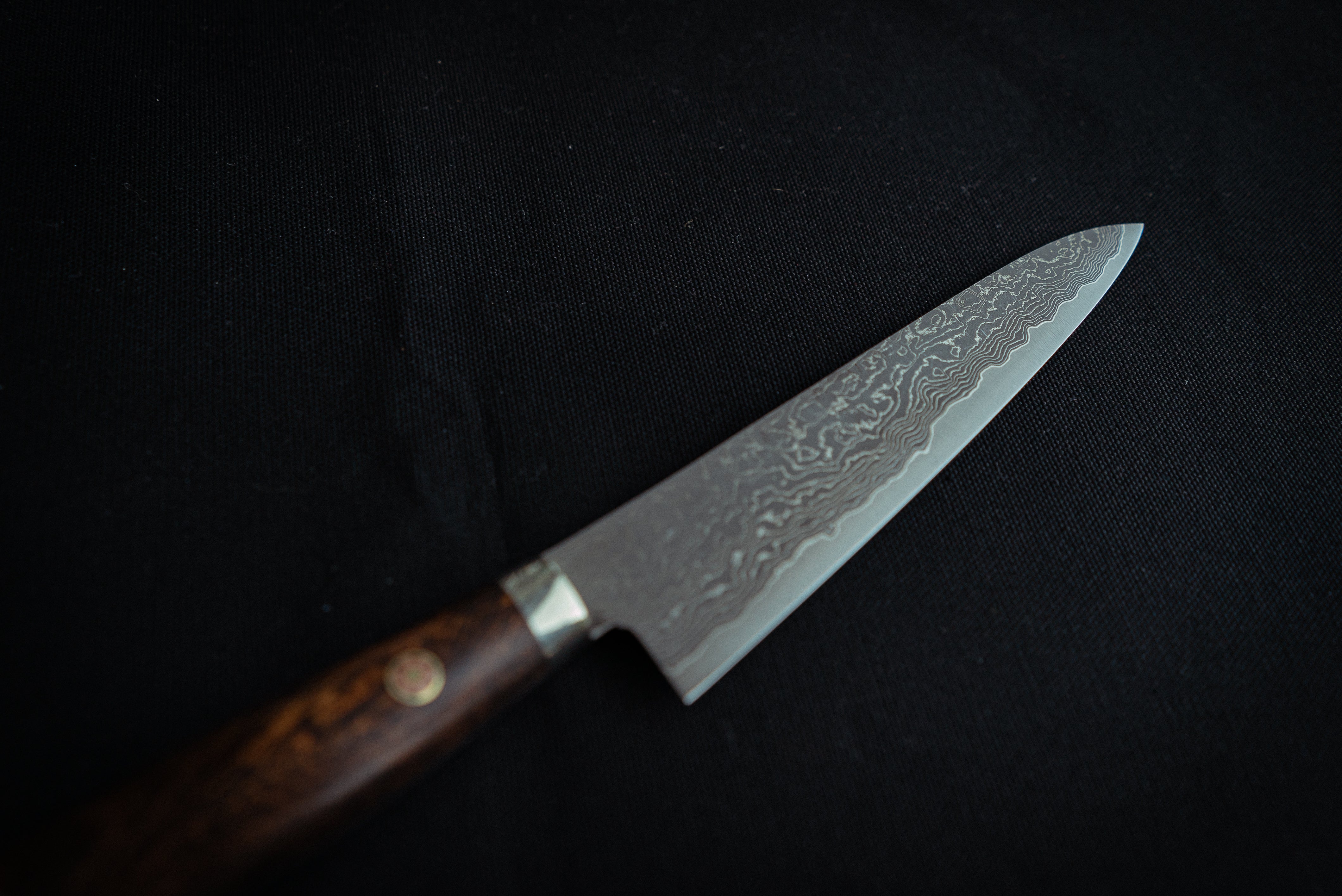 Shigeki Tanaka R2 Damascus Petty 150mm Western Ironwood - Thecooksedge